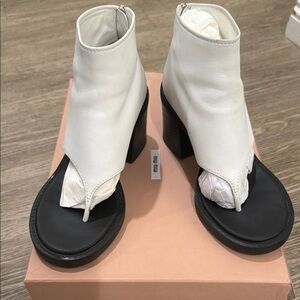 Miu Miu White and Black Heeled Boots